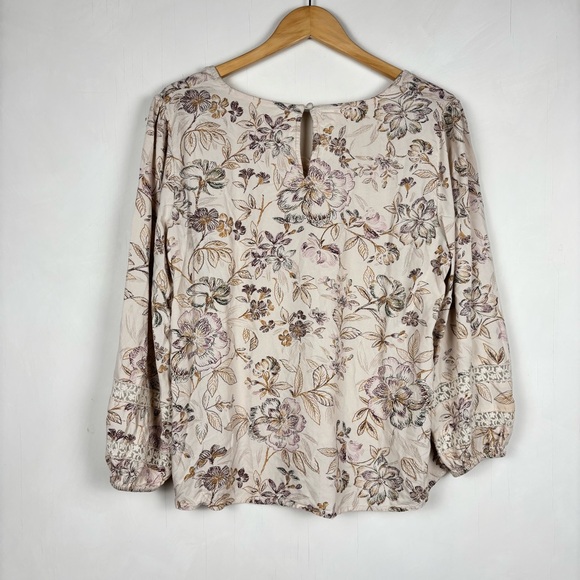 Women’s Floral Boho Cottagecore Blouse XL Lace Trim Prairie Peasant Fairycore - Picture 5 of 11
